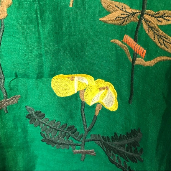 Minibee Linen Embroidered Floral Summer A-Line Hi Low 2XL Dress Tunic Pockets - Picture 3 of 10